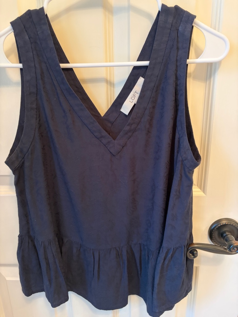 LOFT Navy V-Neck Sleeveless Peplum Top Size MP